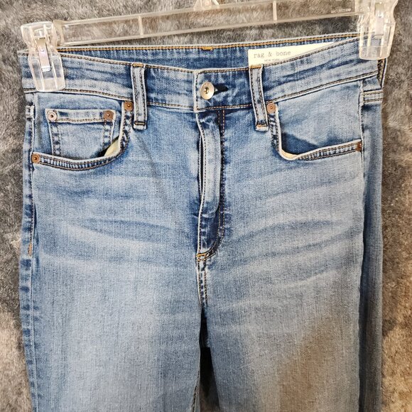 Rag Bone Jeans Womens 27 Blue Nina High Rise Ankle Flare Raw Hem Cropped Frayed - Picture 5 of 15